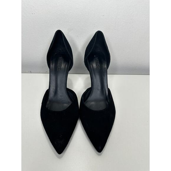 Vince Paulette d'Orsay Black Suede Pointed Toe Cut-Out Stiletto Heel Pump 9 - Picture 2 of 16